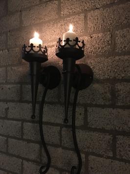 Klassieke kasteelfakkels – smeedijzer – bruin – set van 2